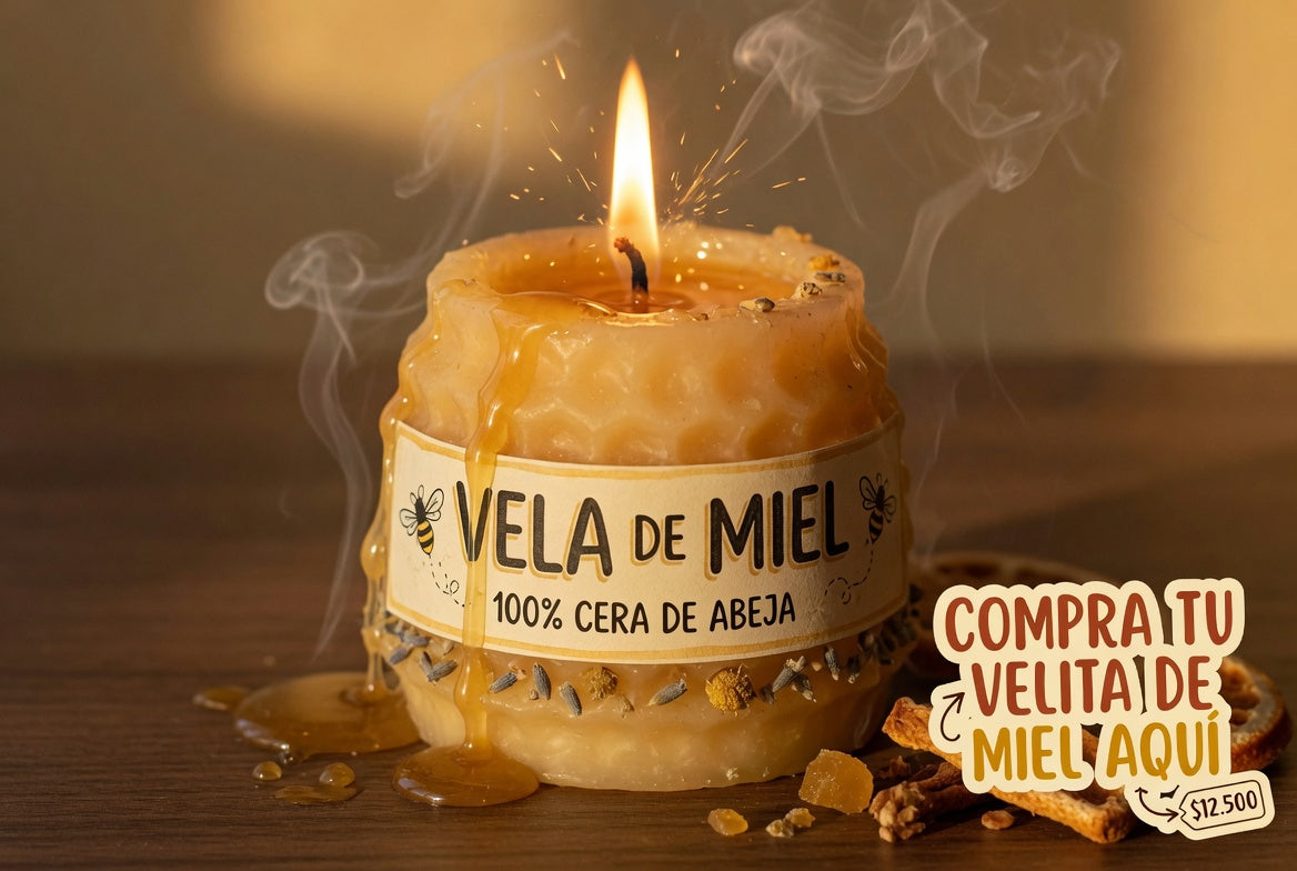 Vela de miel pura de abejas.